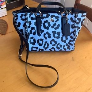 Fabulous Coach bag with shoulder strap or hand straps.  Blue and black.